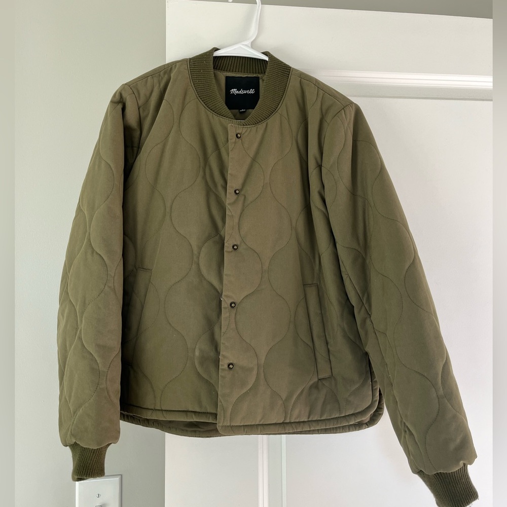Madewell Olive Green Quilted Bomber Jacket - Picture 1 of 4